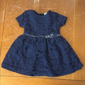 Carter's Blue Embellished A-Line Dress with Puff Sleeves